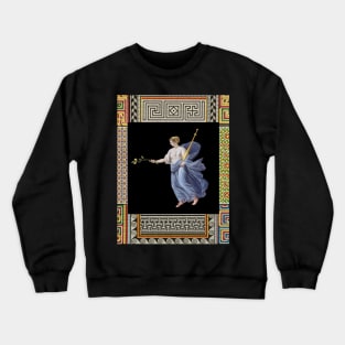 DANCING MAENAD HOLDING LIME BRANCH ,ANTIQUE ROMAN PAINTING WITH POMPEII MOSAICS PATCHWORK Crewneck Sweatshirt